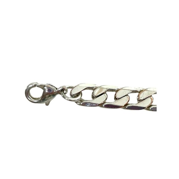 Unisex Stainless Steel Bracelet Flat Curb Cuban Chain 8.25” x 8mm Lobster Claw - Picture 6 of 10